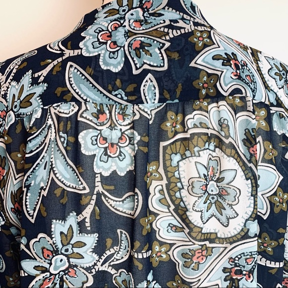 Loft Floral Long Sleeve Semi Sheer Blouse Medium - Picture 7 of 10